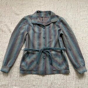 Handmade Blue and Purple Patterned Vintage Inspired Jacket - Size Small